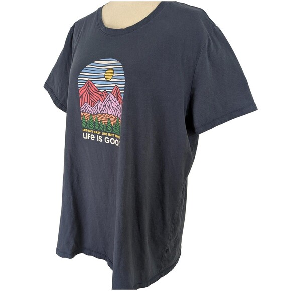 Life Is Good Life Isn’t Easy Isn't Perfect Women’s XXL Navy Blue Tee Tshirt - Picture 3 of 7